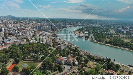 Belgrade city and bridges over Sava river Belgrade city and bridges over Sava river 141792401