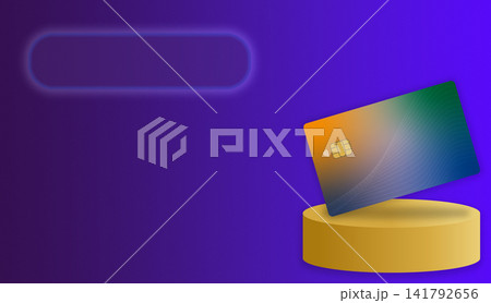 Bank credit card mockup presentation layout on golden cylinder podium stage for financial business marketing promo banner digital payment design Bank credit card mockup presentation layout on golden cylinder podium stage for financial business marketing promo banner digital payment design 141792656