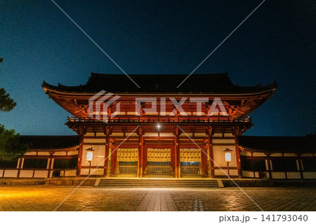 正面から望む夜の東大寺中門 正面から望む夜の東大寺中門 141793040