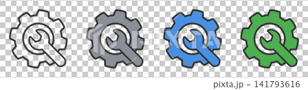 Gear and wrench setting/maintenance icon vector material Gear and wrench setting/maintenance icon vector material 141793616