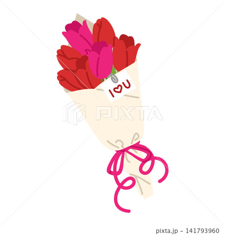 Tulip Bouquet with Love Tag Flat Vector Tulip Bouquet with Love Tag Flat Vector 141793960
