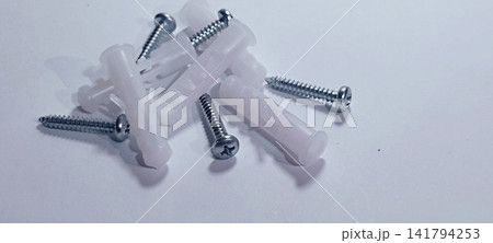 Plastic Wall Anchors and Metal Screws Set for Drywall and Masonry Mounting Plastic Wall Anchors and Metal Screws Set for Drywall and Masonry Mounting 141794253