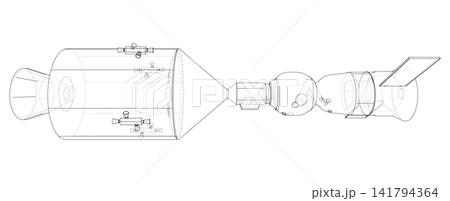spacecraft design blueprint illustration. Vector 141794364