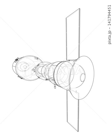 illustration of a spacecraft design. Vector 141794451