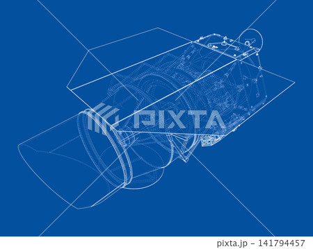 blueprint of a jet engine. Vector blueprint of a jet engine. Vector 141794457