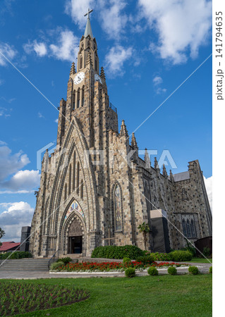 Stone Church Cathedral Canela Serra Gaucha Blue Sky Clouds 141794635