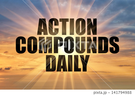 Action Compounds Daily Concept On Dramatic Sunset Sky With Sun Rays Action Compounds Daily Concept On Dramatic Sunset Sky With Sun Rays 141794988