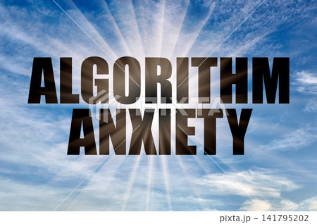 Algorithm Anxiety Concept over Blue Sky with Radiant Sunbeams Algorithm Anxiety Concept over Blue Sky with Radiant Sunbeams 141795202