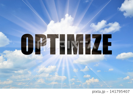 Optimize concept glowing on bright blue sky 141795407