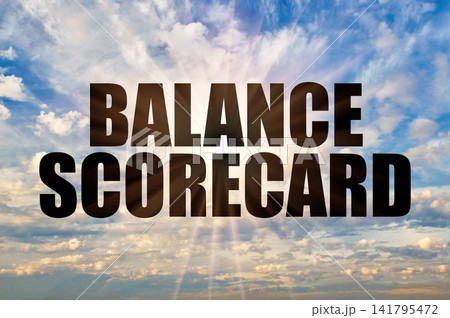 Balance scorecard conceptual text on a sunny daytime blue sky 141795472