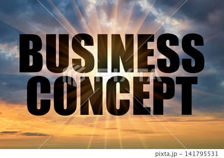 Business concept phrase on a dramatic colorful sky with bright sun rays Business concept phrase on a dramatic colorful sky with bright sun rays 141795531
