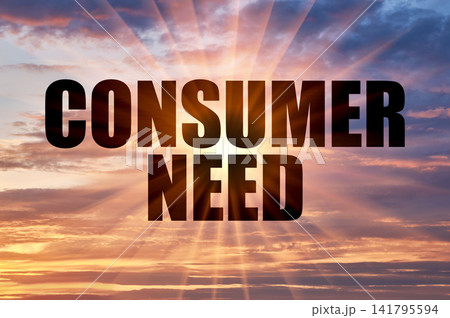 Consumer need conceptual phrase on a beautiful colorful glowing sky with sun 141795594