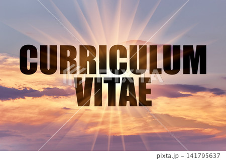 Curriculum vitae text against golden sun rays in evening sky 141795637