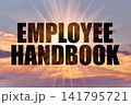 Employee handbook text against golden sun rays in evening sky 141795721