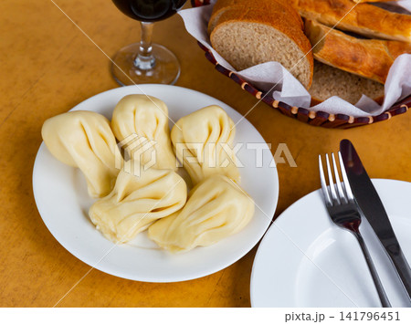 National dish of Georgian cuisine Khinkali 141796451