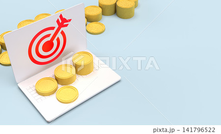 Financial Success Target With Gold Coins and Digital Growth 3d render. 141796522