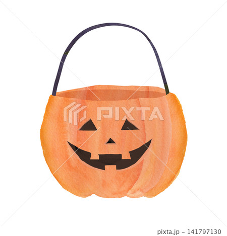 水彩で描いたハロウィンかぼちゃのお菓子入れ 水彩で描いたハロウィンかぼちゃのお菓子入れ 141797130