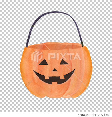 A Halloween pumpkin candy container painted in watercolor. A Halloween pumpkin candy container painted in watercolor. 141797130