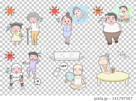 熱中症になりやすい人 イラストセット 141797367
