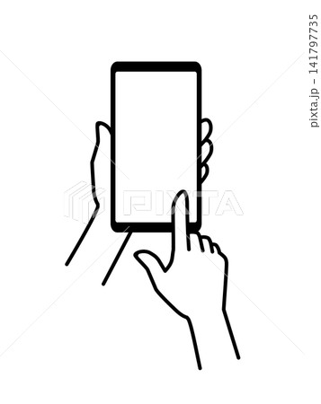 スマートフォンと操作する手のイラスト素材 スマートフォンと操作する手のイラスト素材 141797735