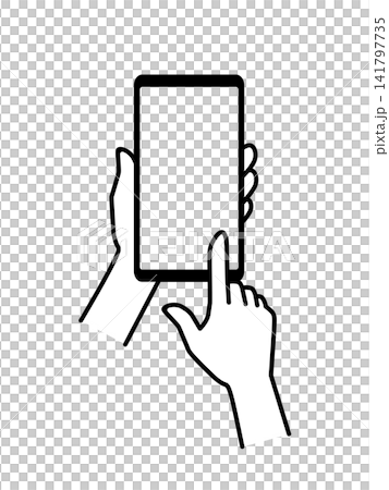 スマートフォンと操作する手のイラスト素材 スマートフォンと操作する手のイラスト素材 141797735