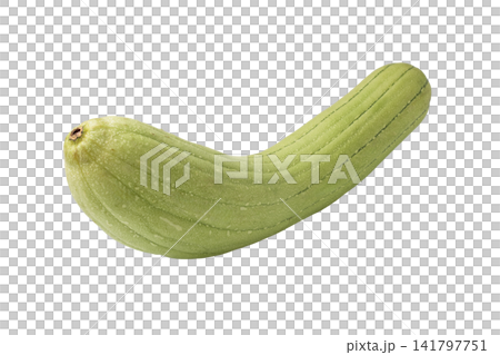 PNG image of a fresh, thick loofah that has been cut out, photographed from an oblique angle above. 141797751
