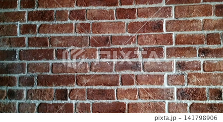 Red Brown Brick Wall Pattern with White Grout Lines Red Brown Brick Wall Pattern with White Grout Lines 141798906