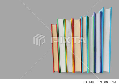 Books placed in a row for study on a blank background 141801148