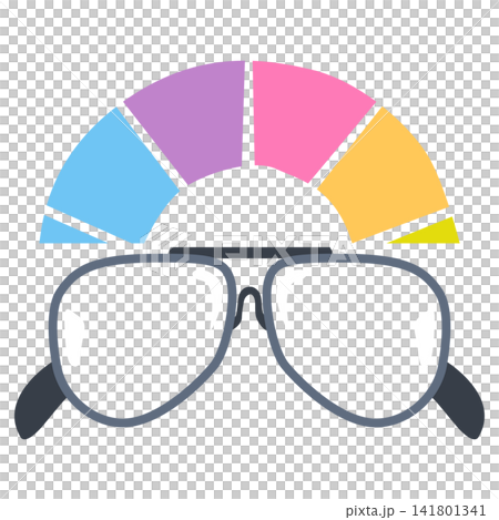 Graphic Illustration of glasses with colorful fan shaped 141801341