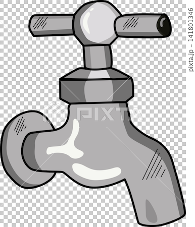 Illustration of a Metallic Water Faucet 141801346