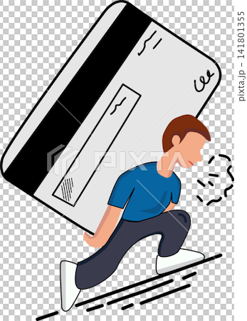 Illustration of Person Carrying Large Credit Card Illustration of Person Carrying Large Credit Card 141801355
