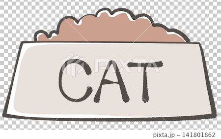 猫用フードボウルとドライフードのイラスト 猫用フードボウルとドライフードのイラスト 141801862