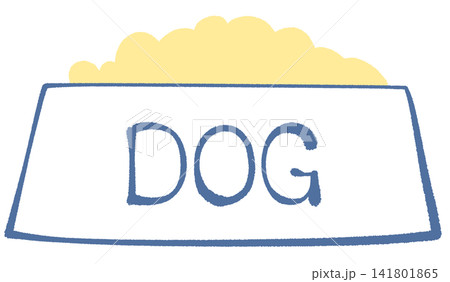 犬用フードボウルとドライフードのイラスト 犬用フードボウルとドライフードのイラスト 141801865