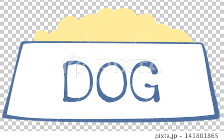 犬用フードボウルとドライフードのイラスト 犬用フードボウルとドライフードのイラスト 141801865