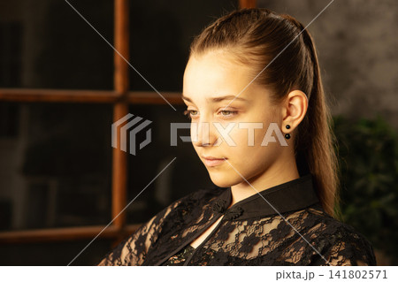Teen Client Wearing Subtle Eye Makeup In Beauty Salon Teen Client Wearing Subtle Eye Makeup In Beauty Salon 141802571