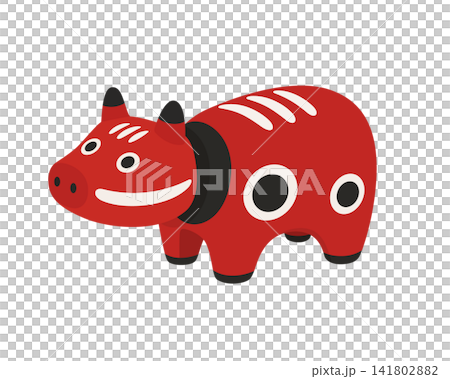 赤べこ,フラットイラスト 141802882