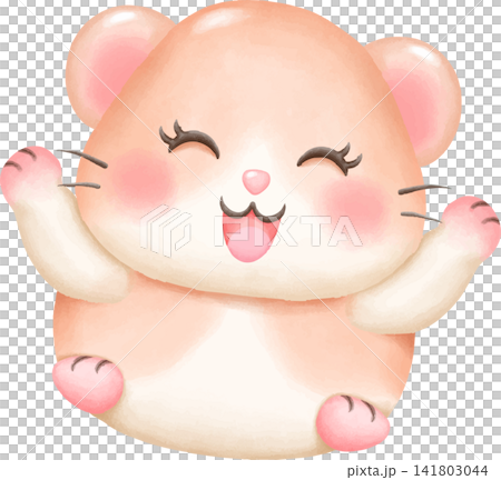 Hamster Watercolor Painting Adorable Pet Character 141803044