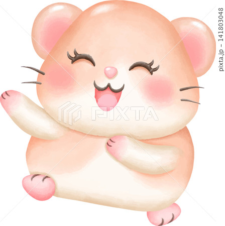 Hamster Watercolor Character Nursery Illustration 141803048
