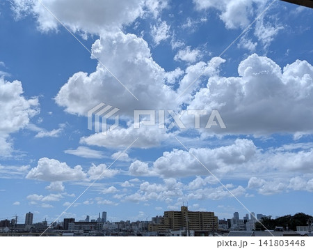 青空に浮かぶ白い雲 夏空 青空に浮かぶ白い雲 夏空 141803448