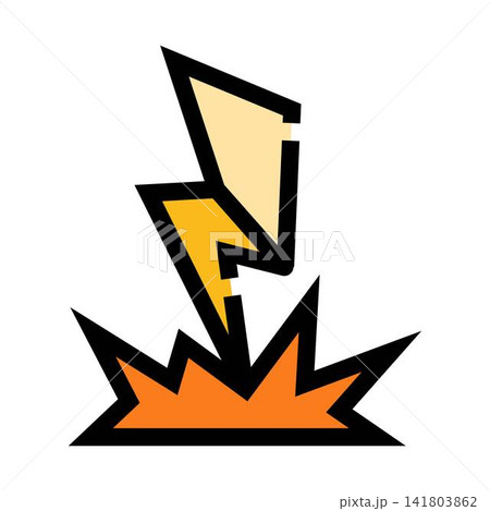 Lightning bolt striking ground icon generating energy Lightning bolt striking ground icon generating energy 141803862