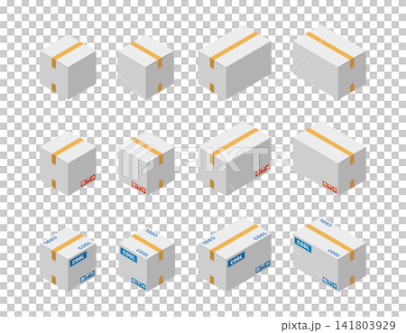 A set of illustrations for white cardboard boxes and refrigerated delivery boxes, with selectable angles and types. A set of illustrations for white cardboard boxes and refrigerated delivery boxes, with selectable angles and types. 141803929