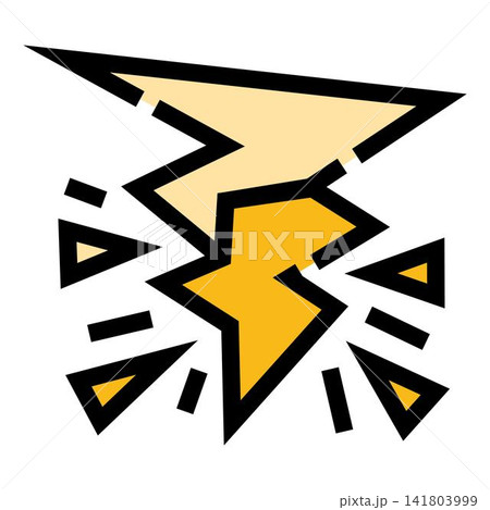 Lightning bolt strike creating powerful electrical impact 141803999