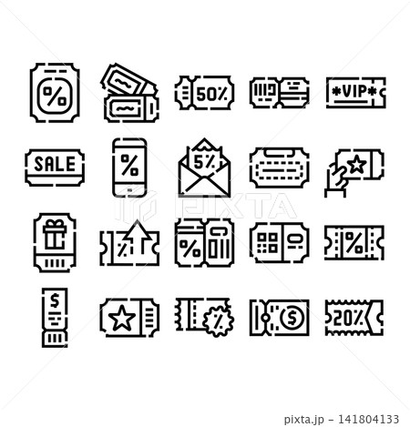 Discount voucher coupon ticket offer promotion icon set Discount voucher coupon ticket offer promotion icon set 141804133