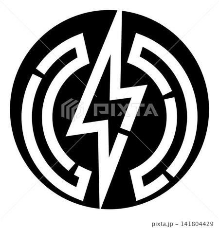 Lightning bolt energy power symbol inside circle 141804429