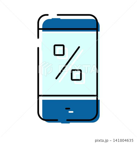 Smartphone displaying percentage symbol for online sale Smartphone displaying percentage symbol for online sale 141804635