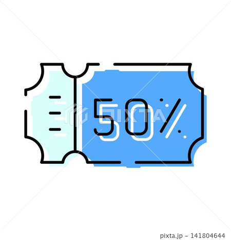 Coupon ticket offering fifty percent discount sale Coupon ticket offering fifty percent discount sale 141804644