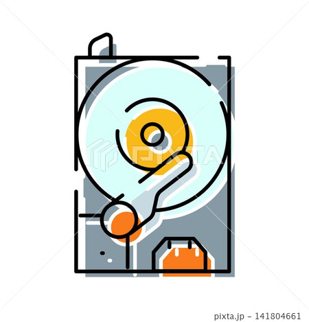 Computer hard drive storing digital data icon 141804661