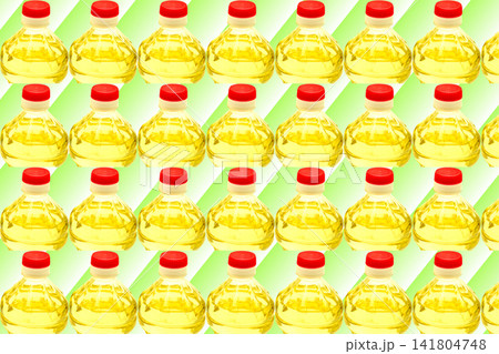 Pattern of full bottle of vegetable oil for cooking,salad dressing on green Pattern of full bottle of vegetable oil for cooking,salad dressing on green 141804748