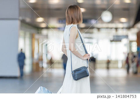 スーツケースを持つ女性 スーツケースを持つ女性 141804753