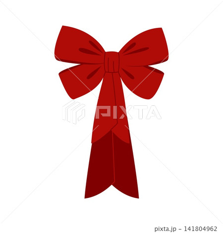 Red volumetric ribbon bow luxury gift decoration vector isolated on white Red volumetric ribbon bow luxury gift decoration vector isolated on white 141804962